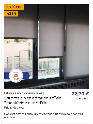 Estores enrollables, sin-taladrar en 2023