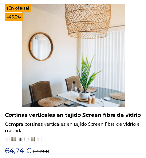 cortinas veritcales en tejido screen fibra de vidrio