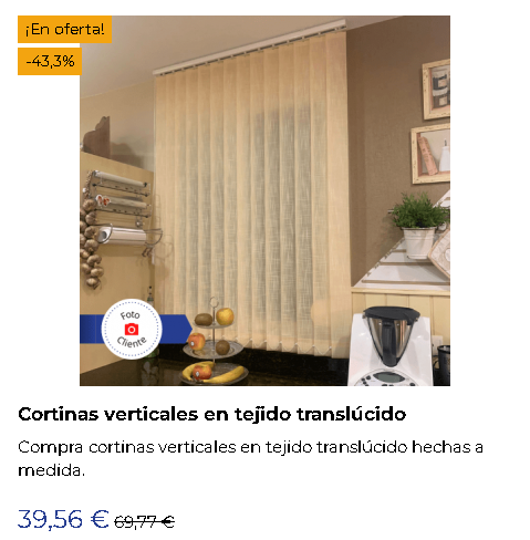 Cortinas verticales en tejido translucido