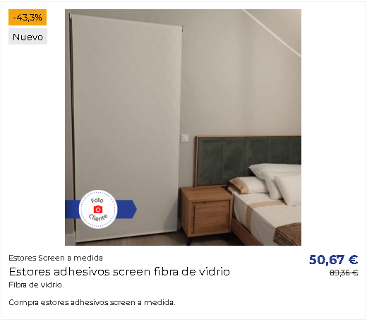 estores adhesivos screen fibra de vidrio