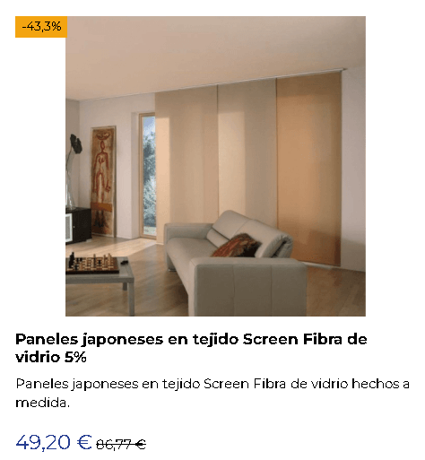 Paneles japoneses en tejido screen fibra de vidrio
