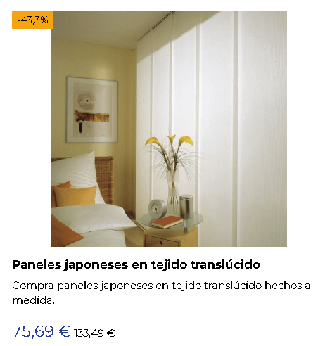 Paneles japoneses tejido translúcido