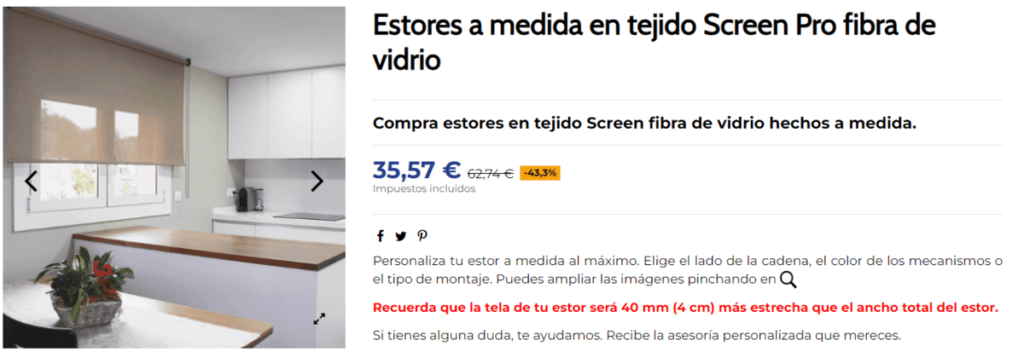 estores en tejido screen de fibra de vidrio aislantes