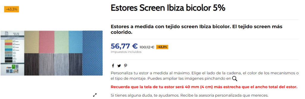 estores screen bicolor para quitar el calor