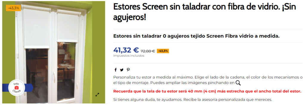 estores screen sin taladrar que quitan el calor