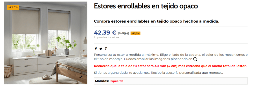 estores enrollables opacos para aseos