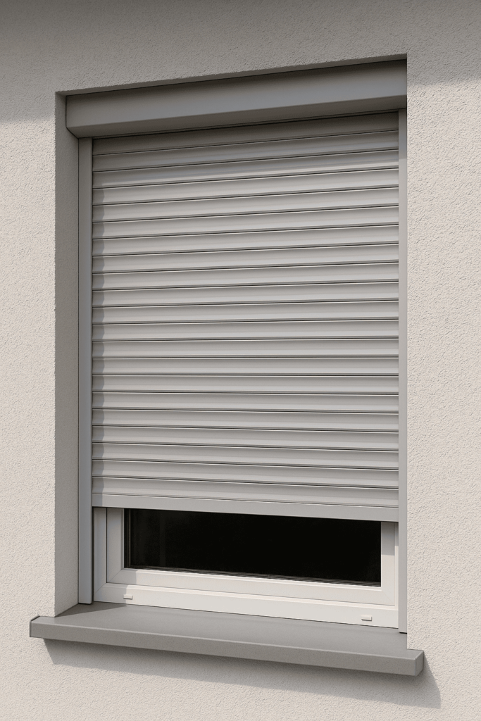 fachada con ventana con persiana de exterior