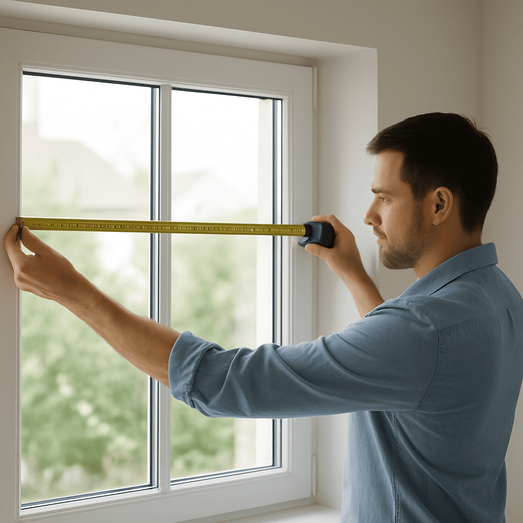 hombre midiendo el ancho de una ventana