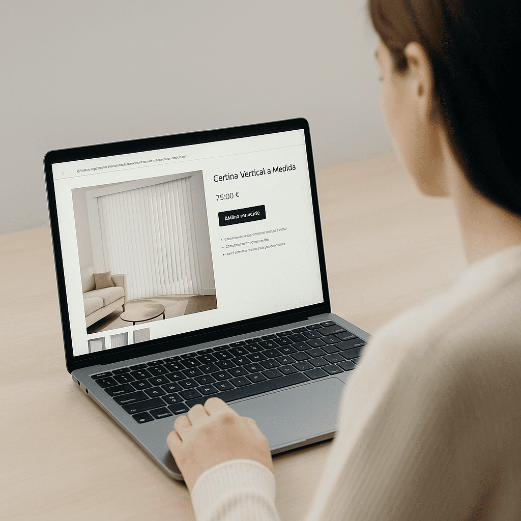 persona buscando estores verticales online