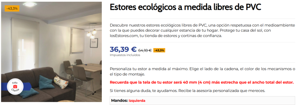 estores en tejido traslúcido