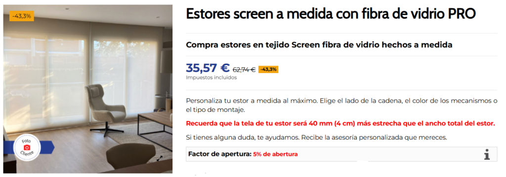 tipos de estores screen a medida