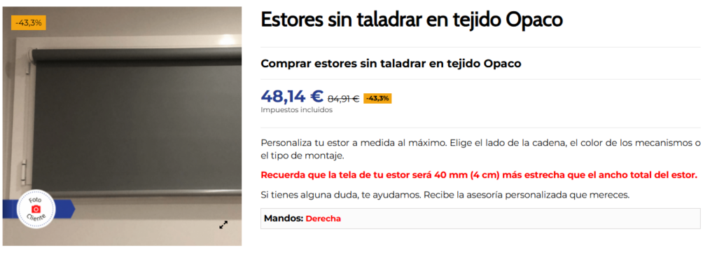 estores en tejido opaco total privacidad