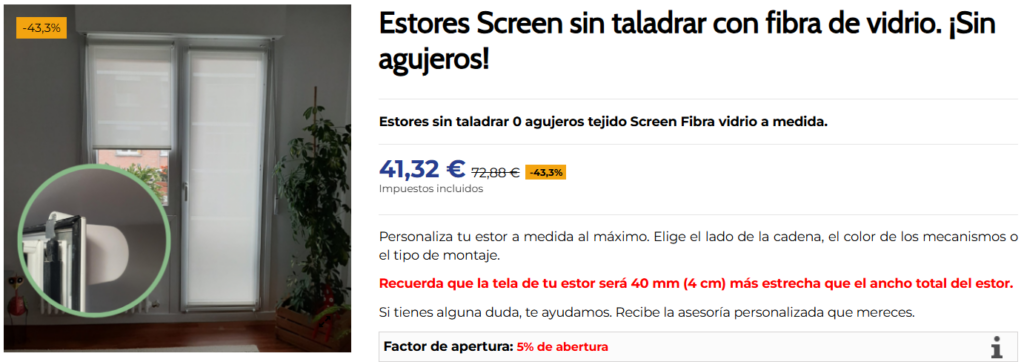 estores sin taladrar diferentes tipos de estores